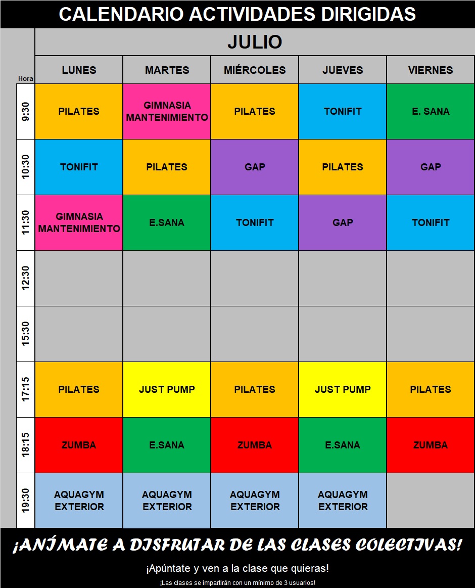 Actividad de CLASES COLECTIVAS GIMNASIO, para SOCIOS del Polideportivo San Agustn Zaragoza