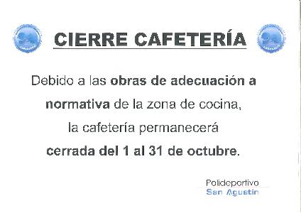 Noticia: CAFETER�A CERRADA EN OCTUBRE